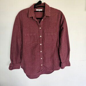 Madewell Flannel Sunday Shirt – Light Burgundy, Size XS – Oversized Button-Up